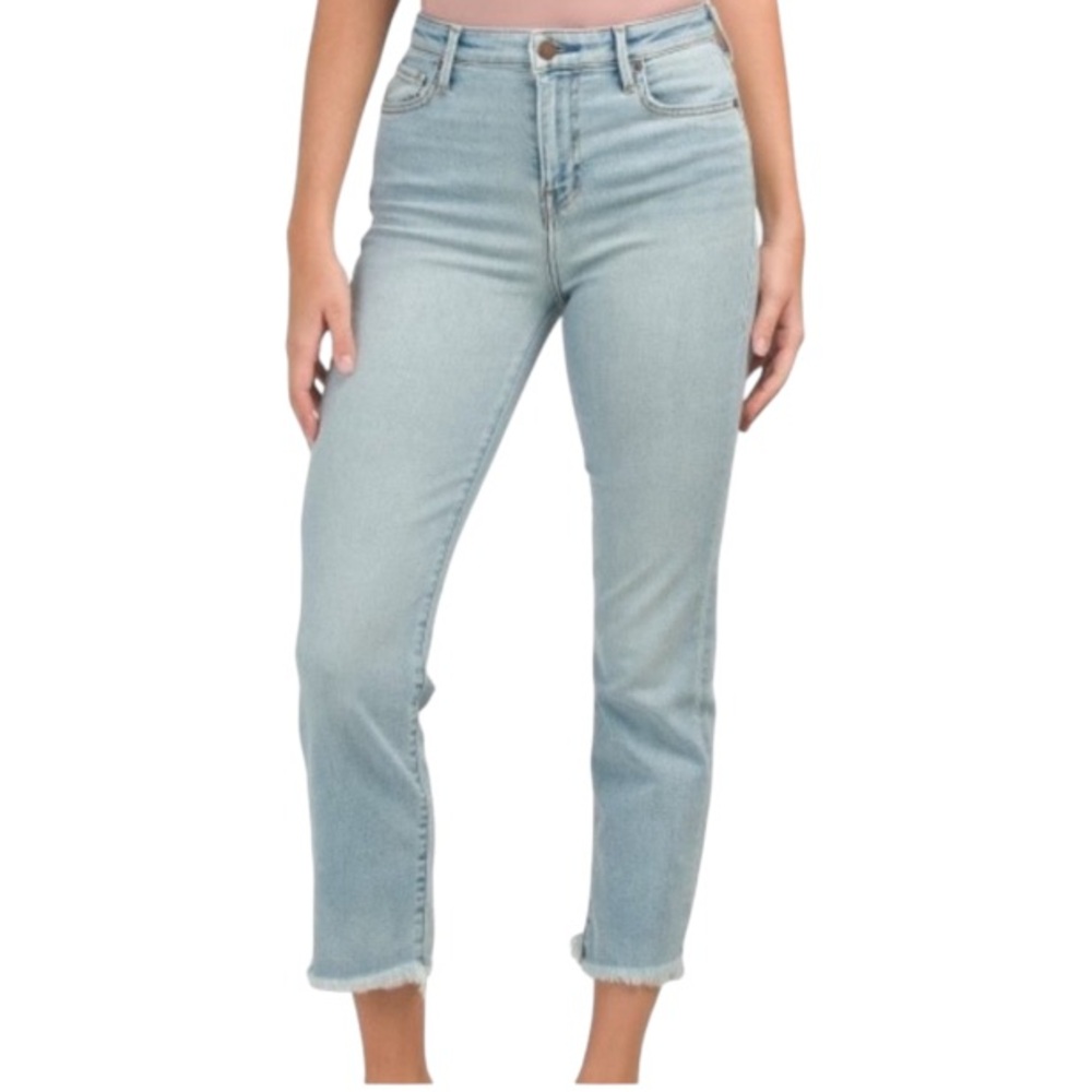 True Religion Starr Mid Rise Straight Cropped Fray Hem Jeans Size 29‎